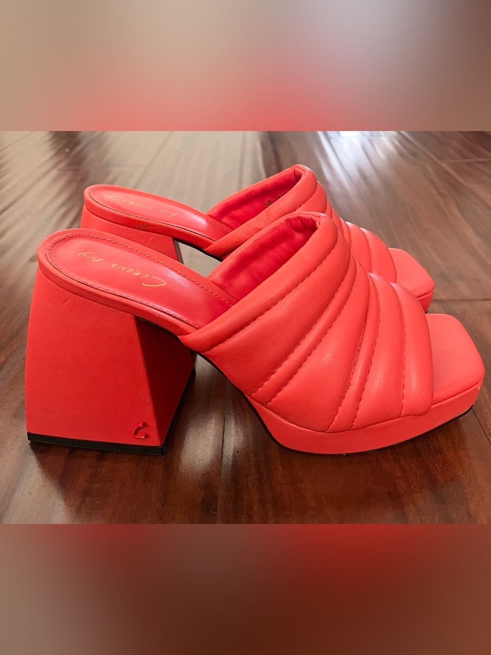 Sam Edelman Circus Ny Mandarin Orange Platform Heels - Women's Chunky Slide
